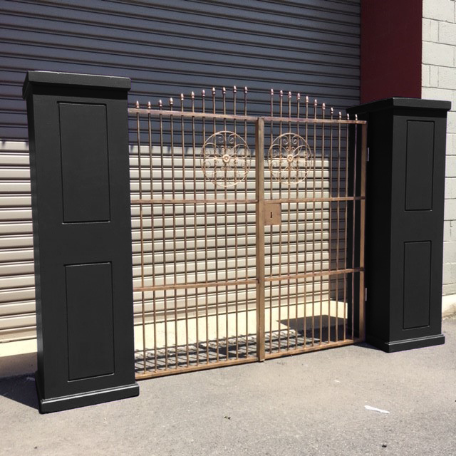 GATES, Black Pillars & Gold Gates Freestanding 2.9m W x 1.8m H